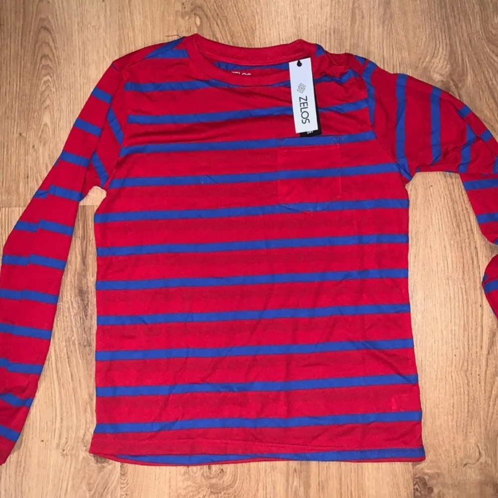 Blue and Red Striped Shirt